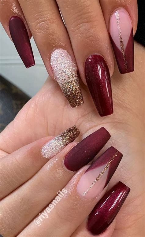 burgundy nails with glitter|latest nail designs classy burgundy.